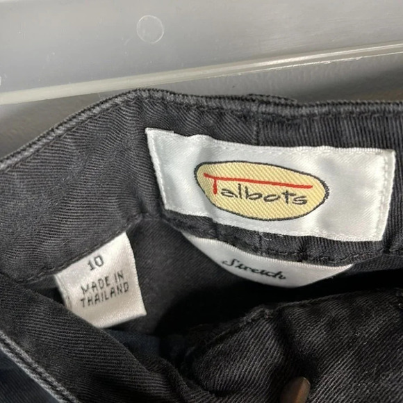 TALBOTS High Waisted Jeans Black Cotton Stretch Loose Fit Cropped Size 10 - Picture 5 of 9